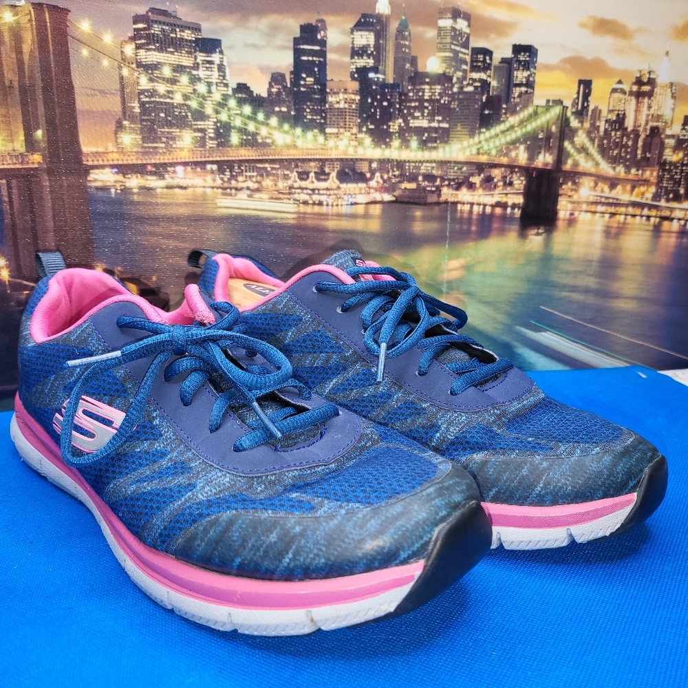 Skechers Womens Comfort Flex SR Pro Work Shoes Navy Blue Size 11